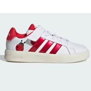 Adidas Grand Court 3.0 EL C Kids Sneakers White Red Ladybug KJ8650 Size 12K NEW